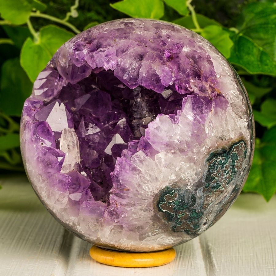 Amethyst crystal sphere.