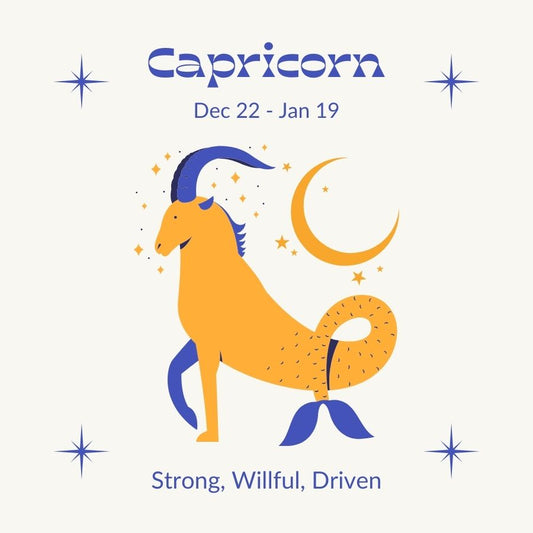 Capricorn cartoon picture on a pale background.