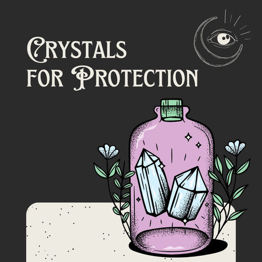 Purple bottle with 2 crystals on a black background.