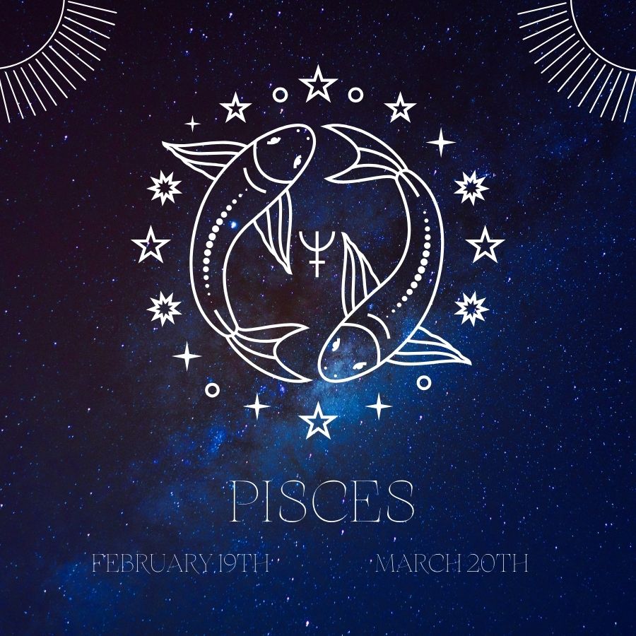 2 fishes on a space sky background.