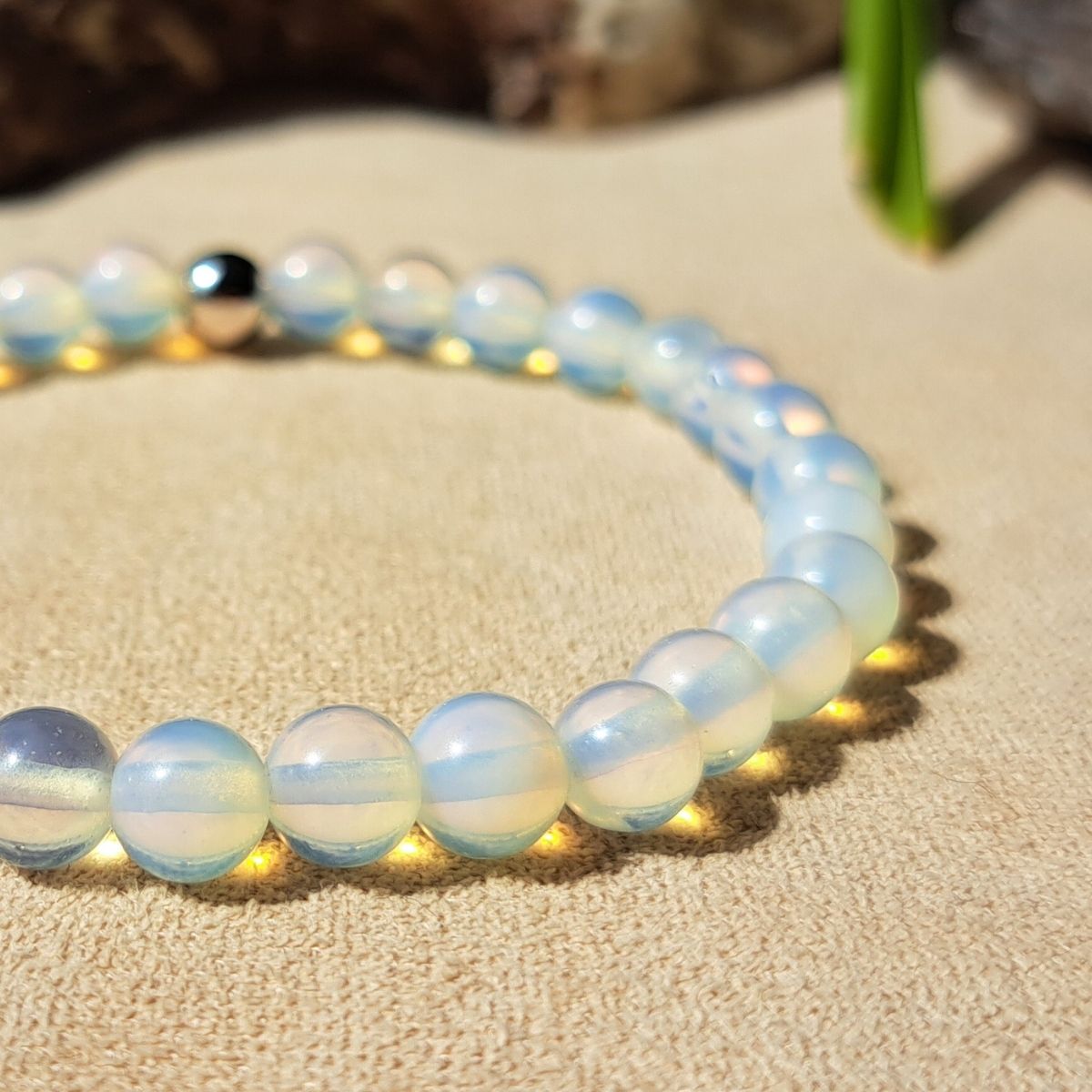 Opalite crystal bracelet close-up.