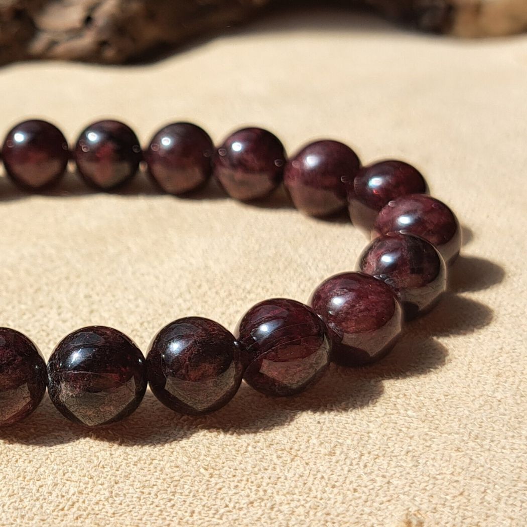 Garnet bracelet close-up.