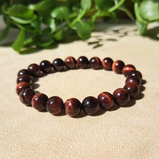 Red Tiger Eye bracelet frontal view.