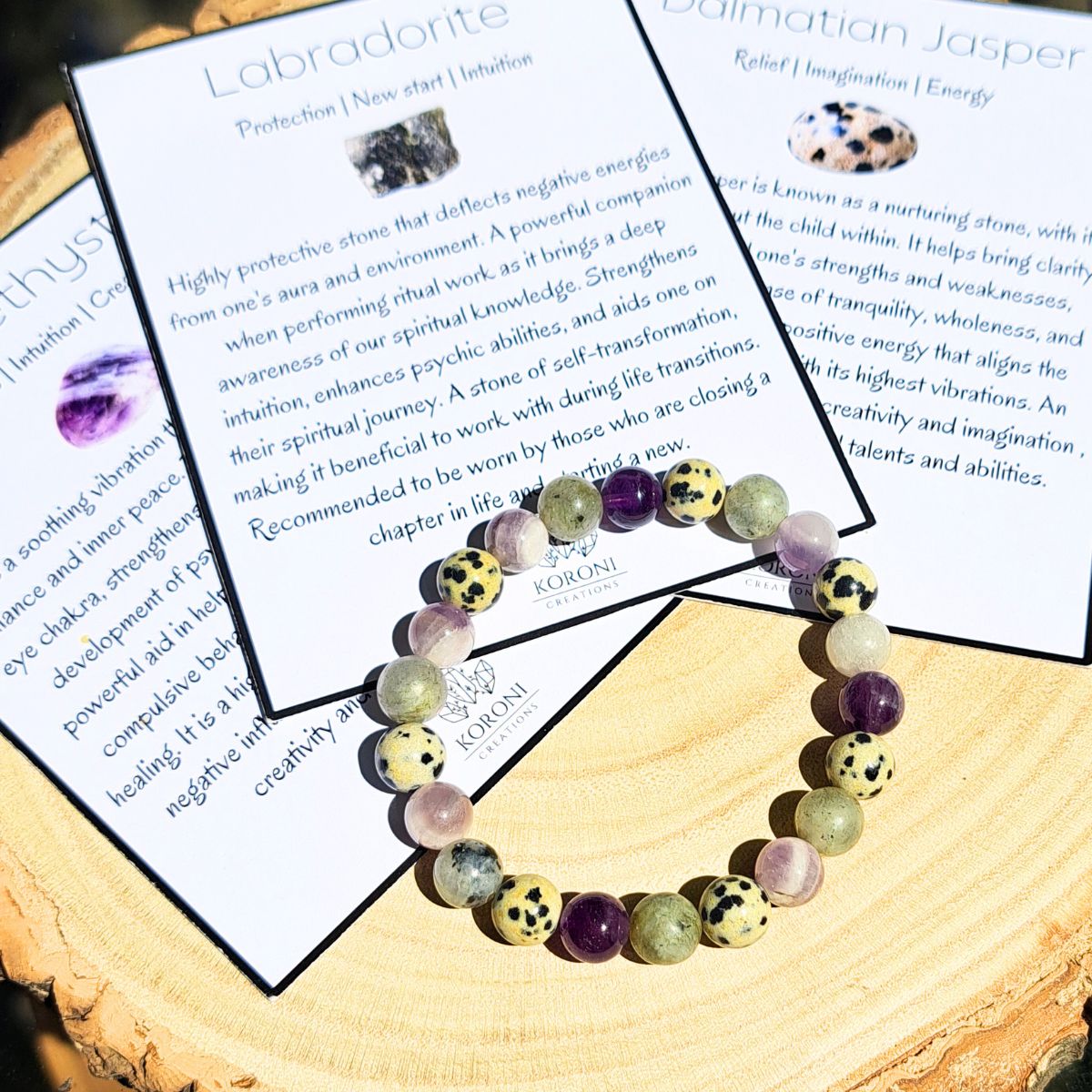 Sagittarius bracelet with explanation cards.