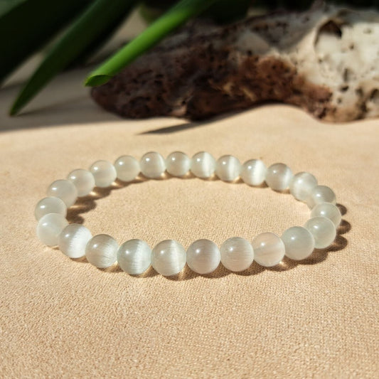 Selenite bracelet frontal view.