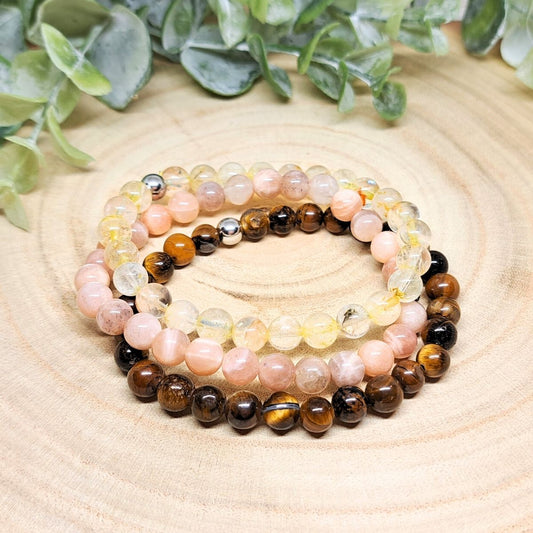 Chakra crystal bracelets frontal look.